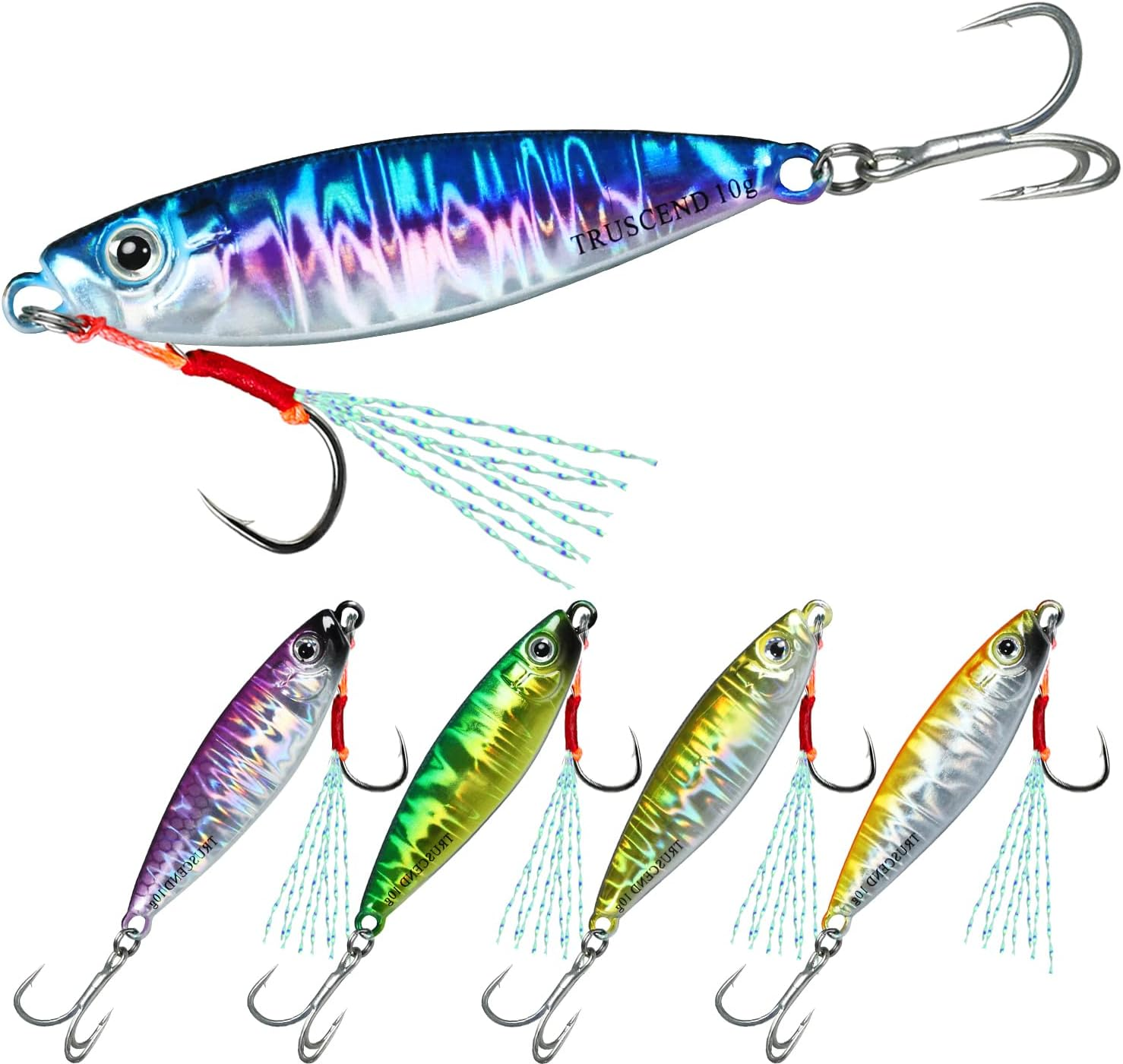 TRUSCEND Valuable Fishing Jigs of Captain'S Favorite, Shiny Saltwater Spoons Perfect for Jigging, Slow Pitch Jig Catch More Fish, Durable and Well-Made Bass Salmon Tuna Fishing Lures with Sharp Hook