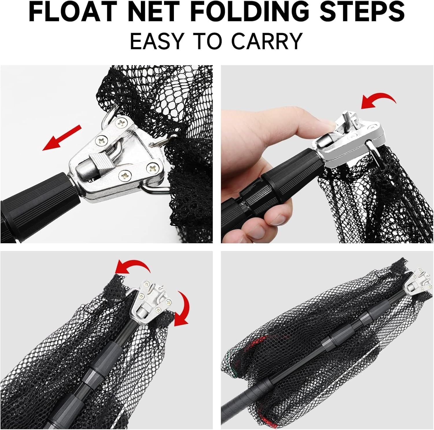 KOMCLUB Folding Fishing Net- Foldable Fish Landing Nets Collapsible Telescopic Aluminum Pole Handle for Trout, Catfish, Bass
