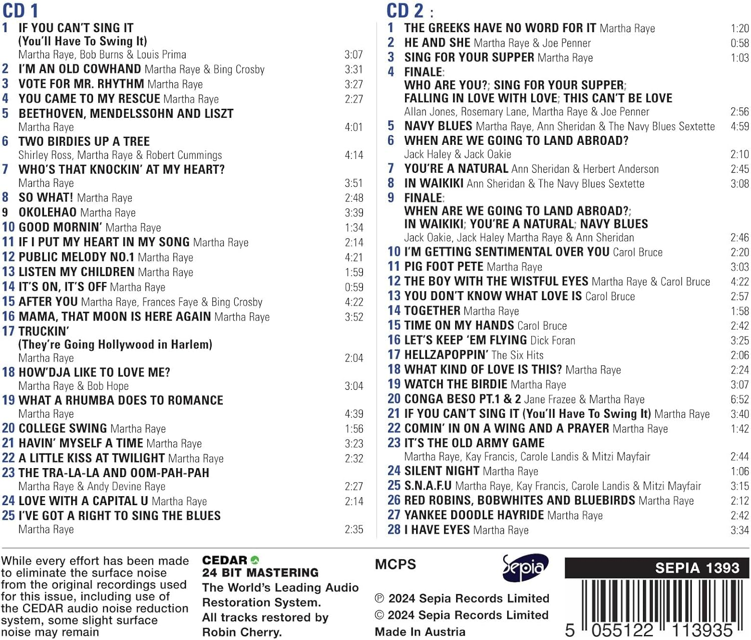 Martha Raye & Co-Stars in Hollywood (2CD) image number 1