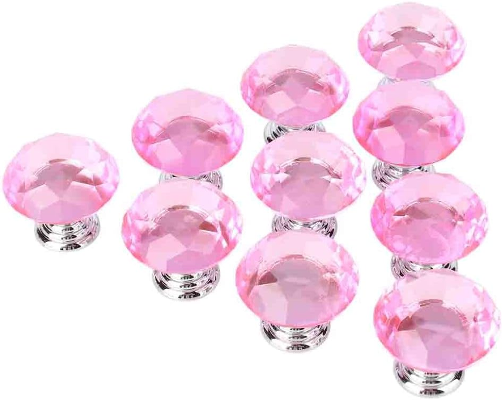 Crystal Glass Door Knobs, 10 PCS 30Mm, Elegant Hardware for Drawer, Cabinet, Kitchen Zinc Alloy Base for Any Purpose