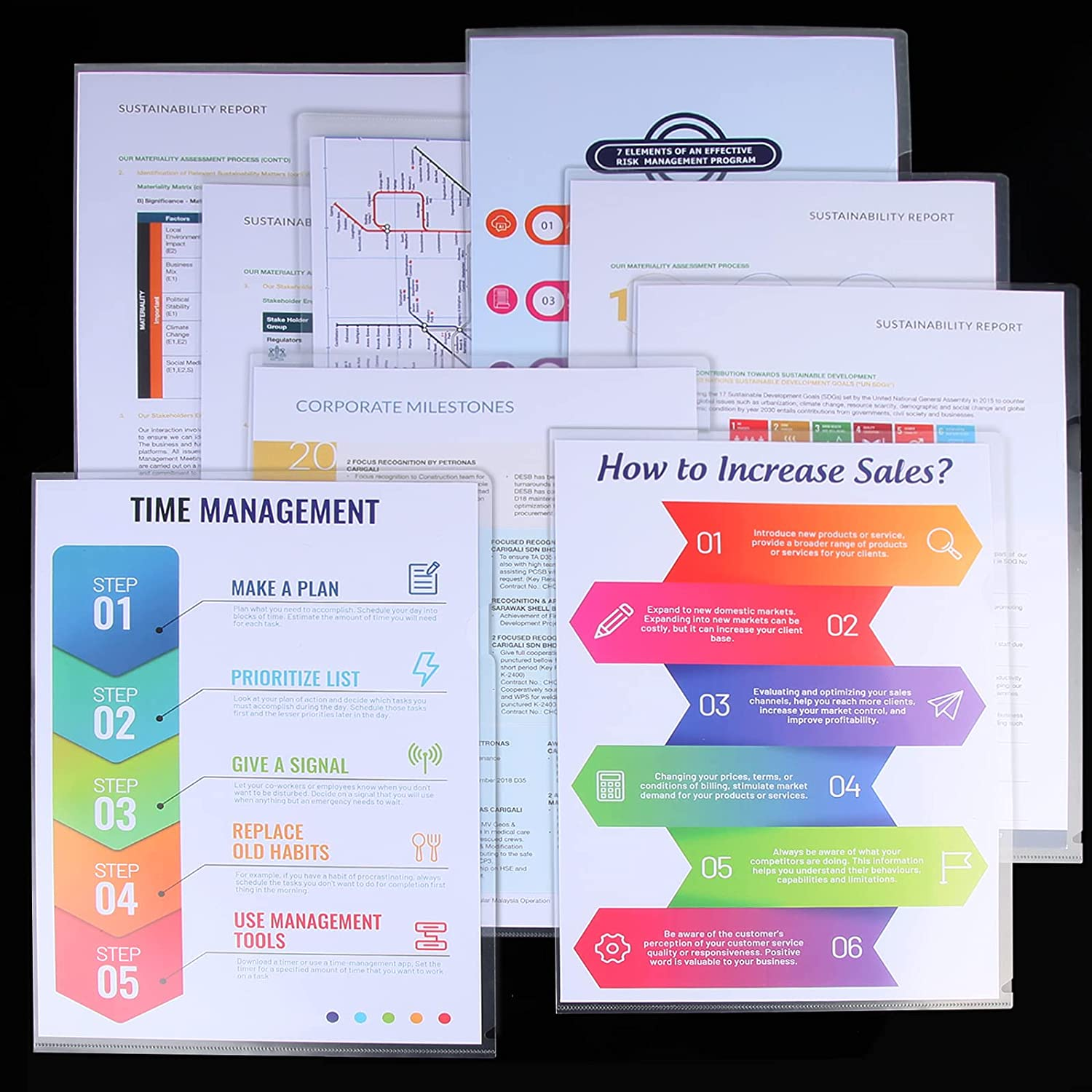 LEOBRO 30 Pack Plastic Folders, A4 Cut Flush Folders for Document, 230 Micron Thickened Open Top & Side Plastic File Folders, A4 Size Clear Wallets, Page Protector for School, Office Paperwork image number 4