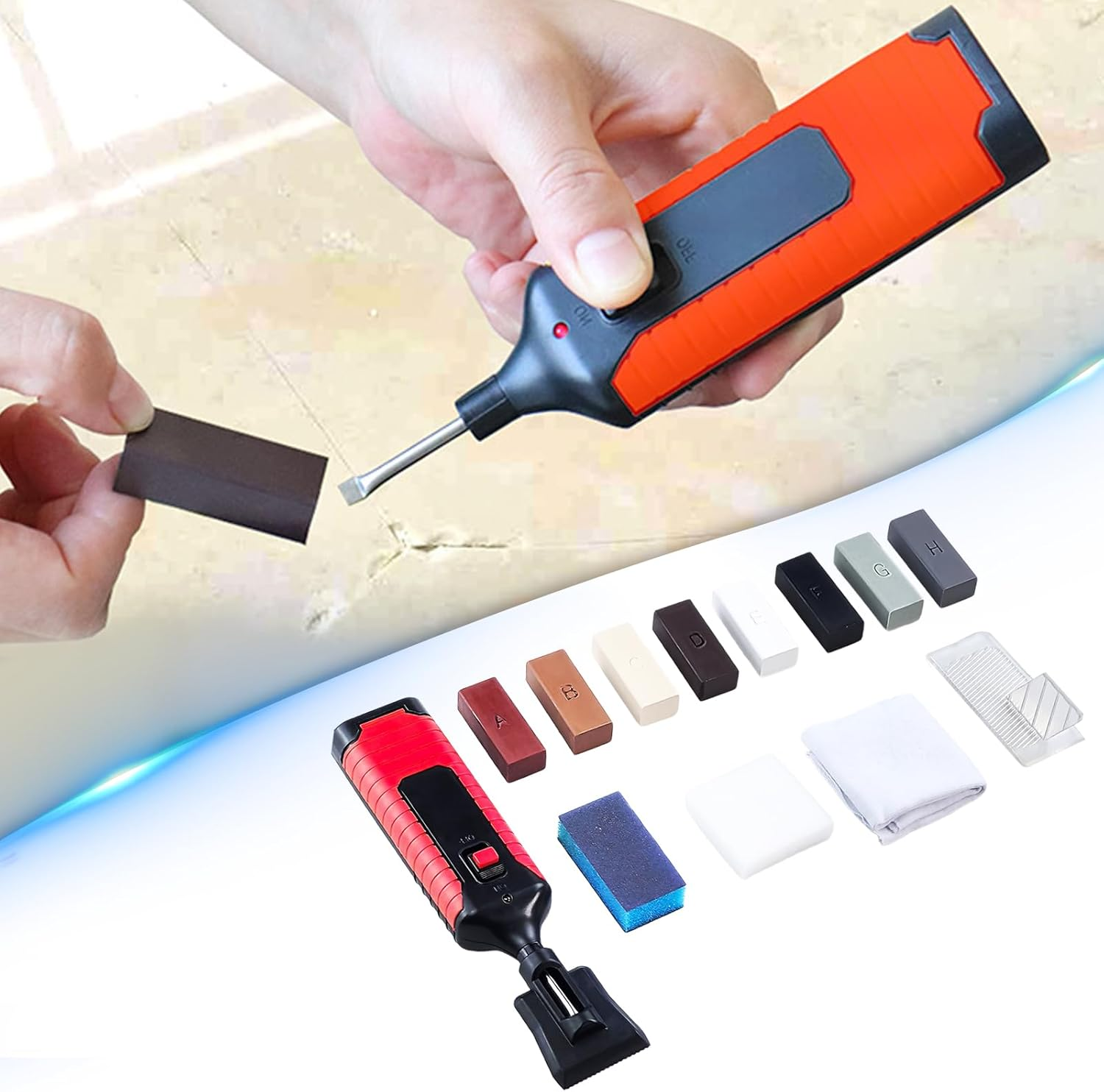 Tile Repair Kit, Ceramic Tile Repairing Tool Set with Electric Heating Pen and Wax Blocks Tub Crack Gaps Repairing Tools for Walls Porcelain Tub Refinishing (Tile Repair Kit) image number 6