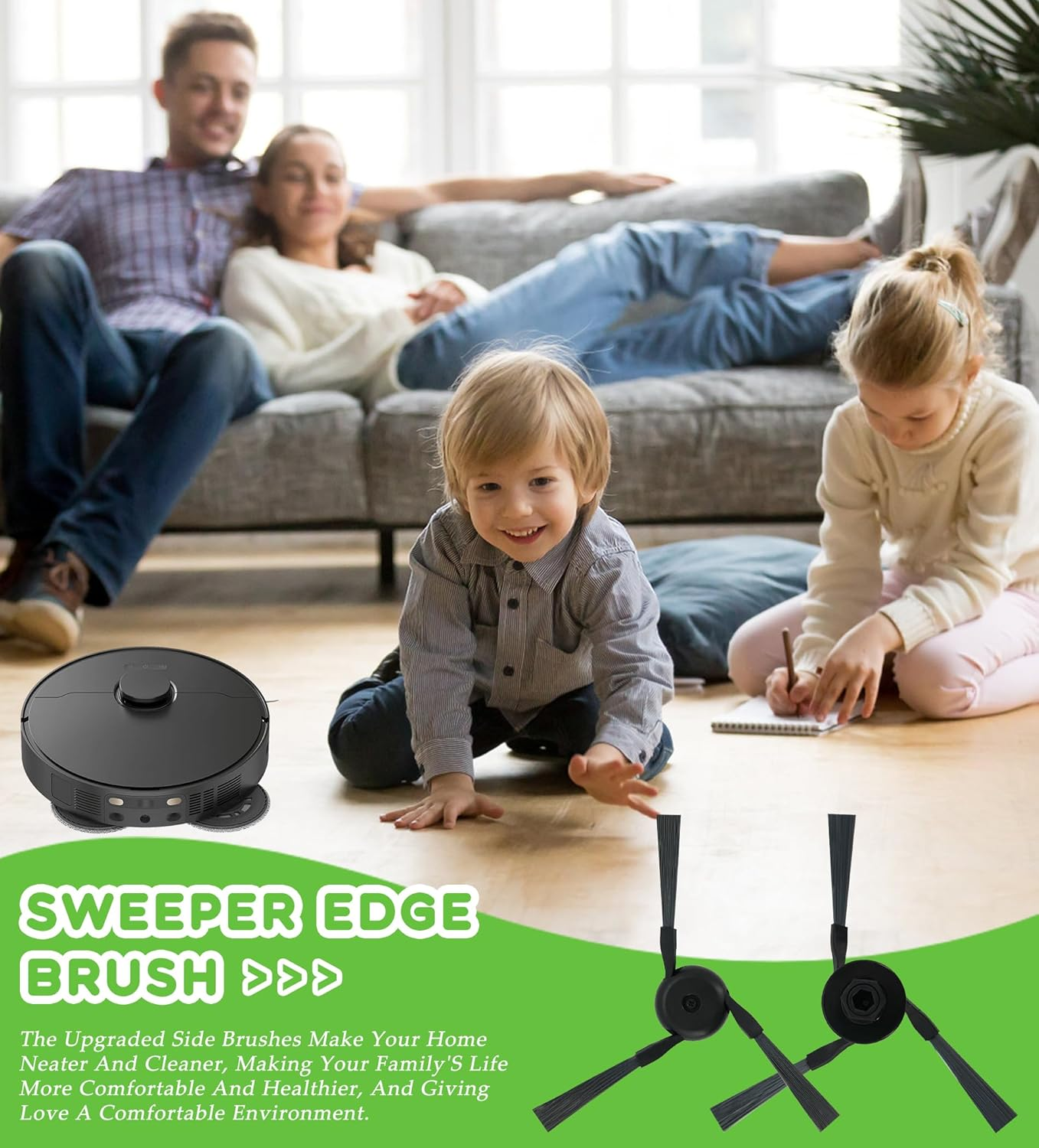 YBVABE 9Pack Side Brushes Compatible with Dreame X40 Ultra, X50 Ultra, L40S Ultra and L40S Pro Ultra Robot Vacuums &ndash; Durable Corner Cleaning Accessories for Deep, Hair-Resistant Cleaning image number 2