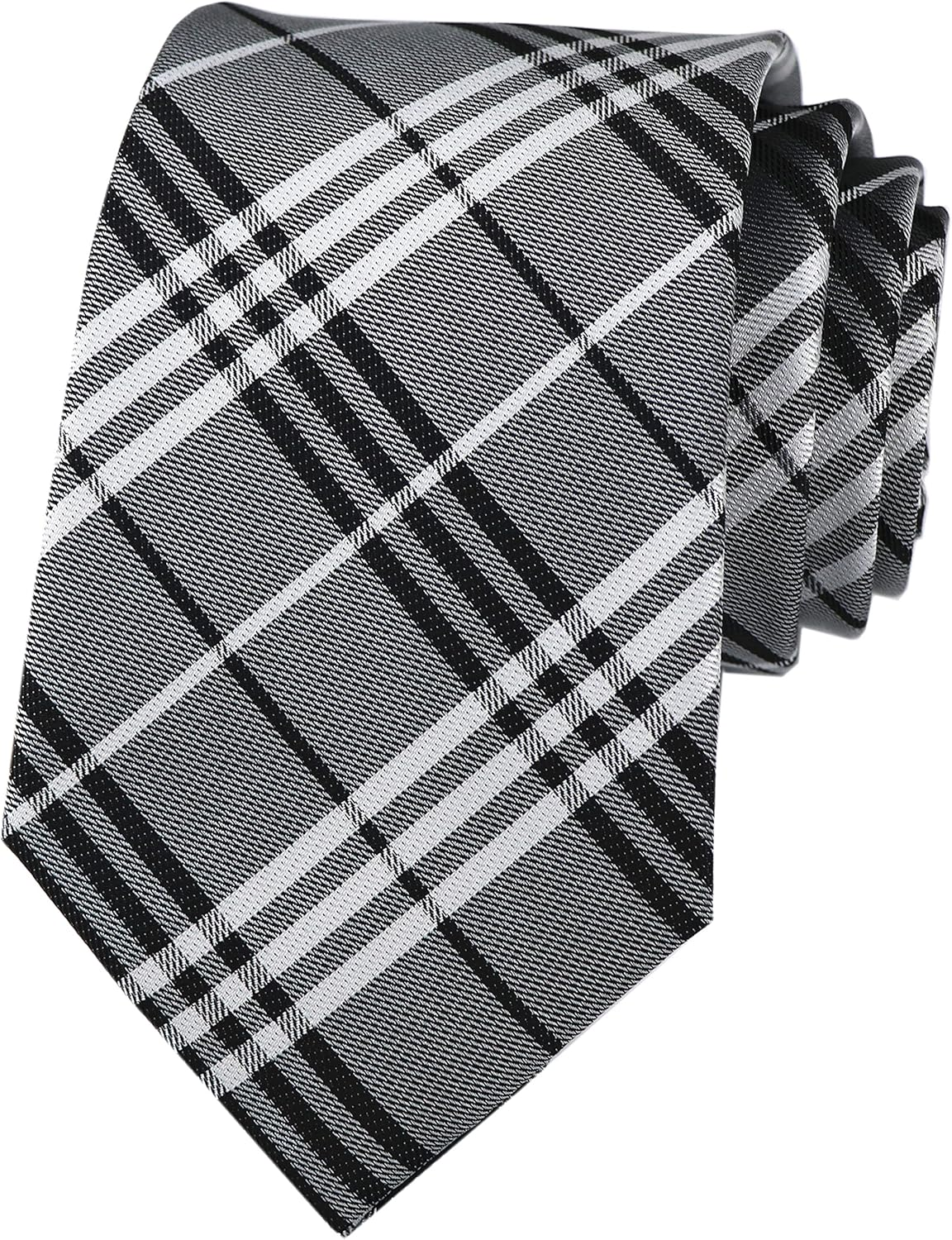 Elfeves Men Modern Tartan Formal Ties Checks Plaid Gingham Pattern Woven Necktie image number 6