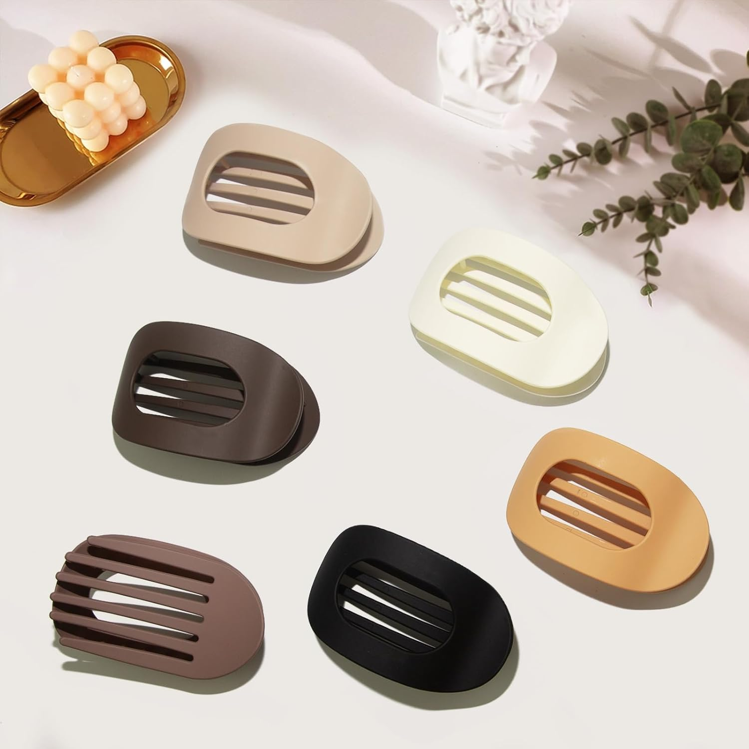 4" Large round Flat Hair Clips for Women - Strong Hold Lay down Claw Clamps Hair Barrettes Alligator Clip for Thick Thin Hair image number 1