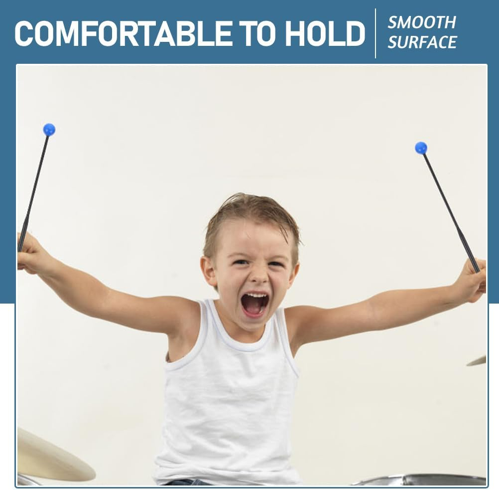 TOPPERFUN 2 Pairs of Rubber Drumsticks, 11.99X0.98In Marimba Drumsticks, Xylophone Hammers, Music Drumsticks, Glockenspiel Hammers, Singing Bowl Hammers - Black image number 6