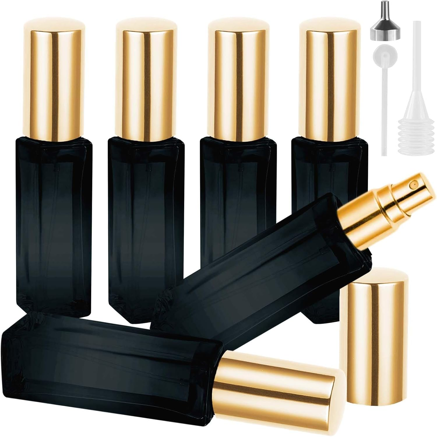 LOPHE Perfume Atomiser, 6 X 10 Ml Perfume Atomiser Refillable Mini Perfume Atomiser with Dispenser, Atomiser Perfume Spray Bottle for Travel Men and Women, Holidays, Air Travel, Orange