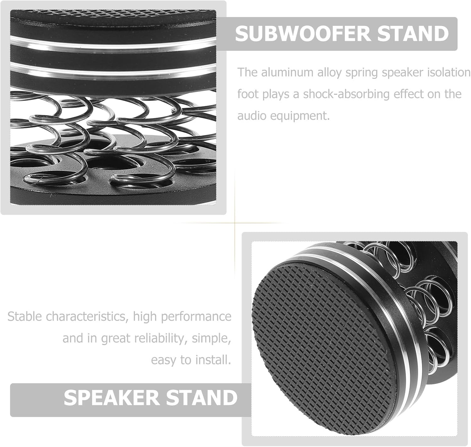 STAHAD 4Pcs Black Speaker Isolation Feet Pads Spring Vibration Dampers for Hifi Audio Equipment Subwoofer Stand Pads Soundproof Shock Absorption Feet for Home Audio Systems image number 6