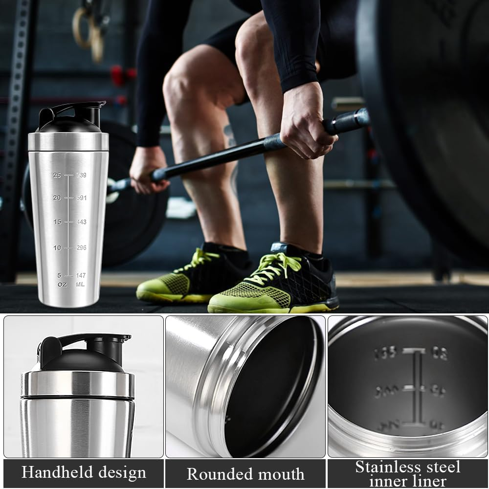 YANGUN Stainless Steel Protein Shaker, Metal Protein Shaker, Metal Shaker Bottle, Stainless Steel Protein Shaker Cup, Bpa-Free, Leak Proof Metal Sports Water Bottle for Men&Women 900Ml image number 4