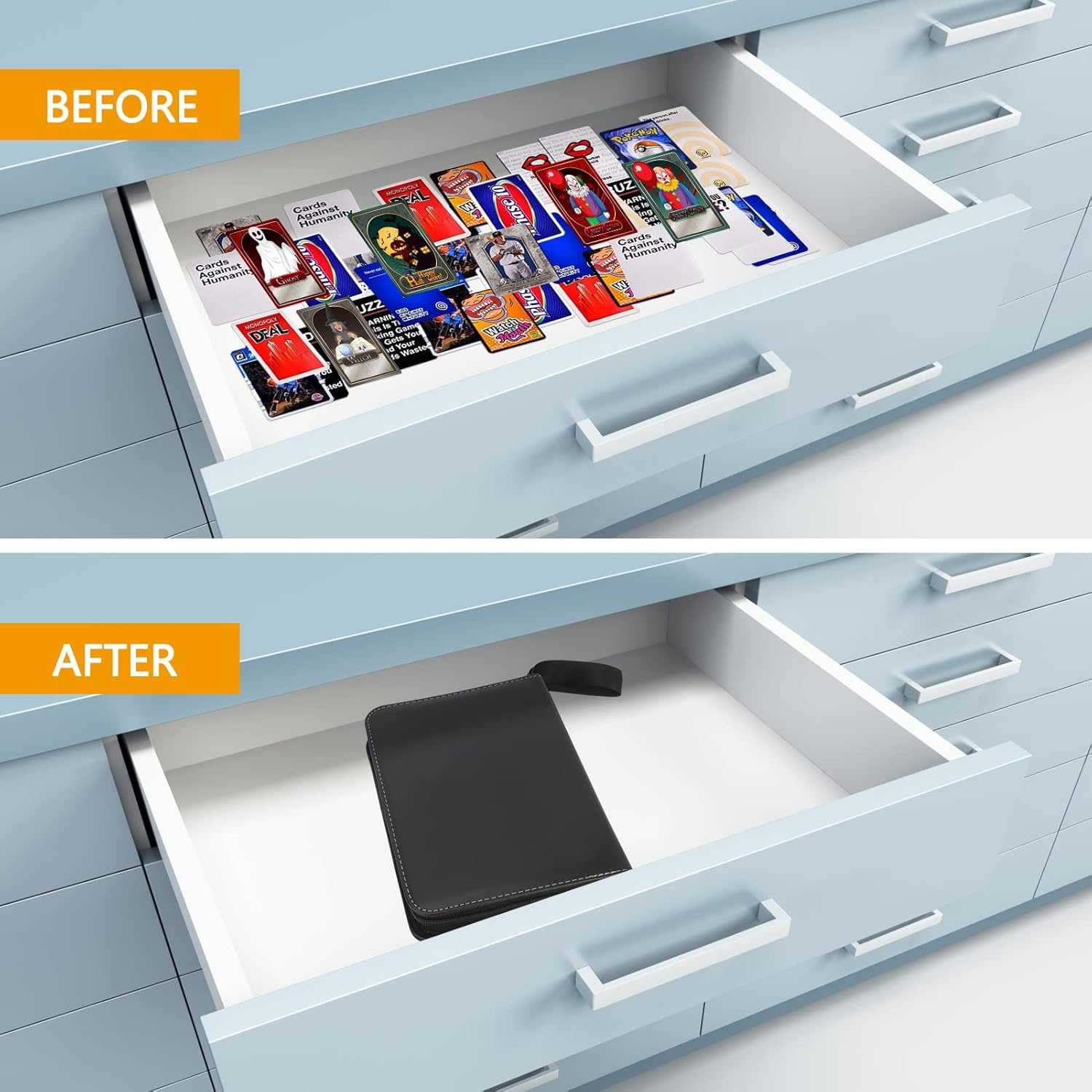 YOZOTI Card Binder for PKMN Trading Cards, 9-Pocket Pages Sleeves 900 Pockets Card Binders Holder Folder Album Book Protectors, Fit for TCG Yugioh MTG Baseball Football Cards image number 3