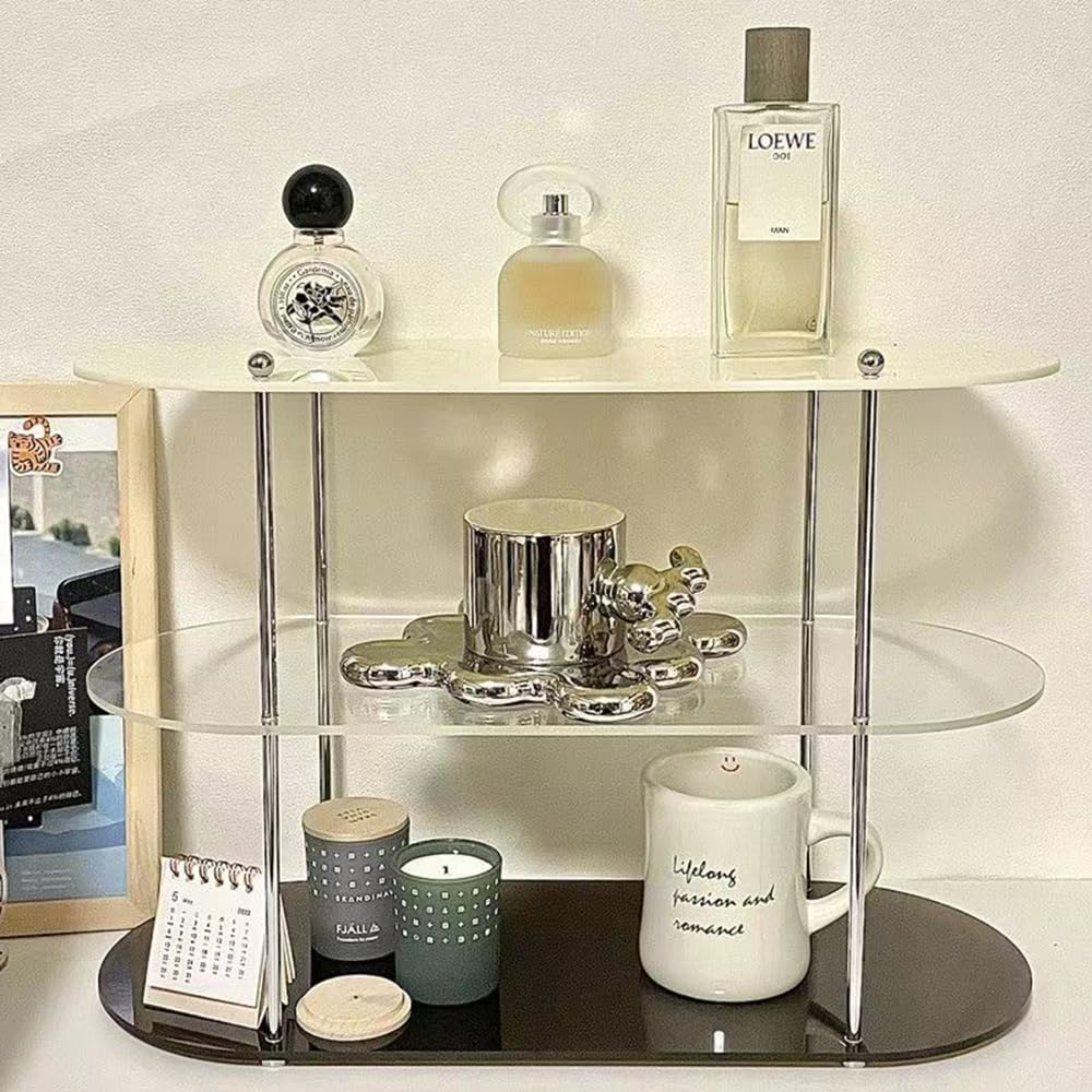 Hbluefat Bathroom Counter Tray, 3 Tier Perfume Stand Skin Care Holder Vanity Cosmetic Organizer Skincare Countertop Make up Organizers for Dresser (Mixed Color) image number 1