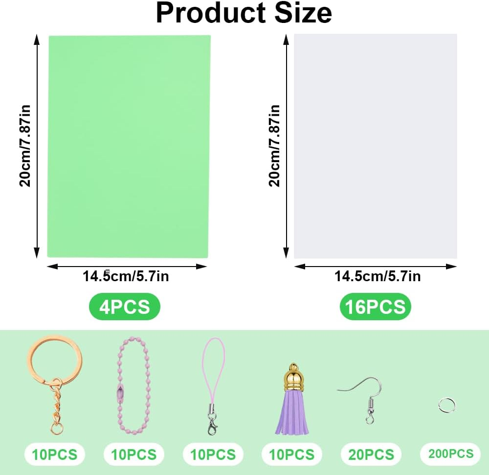 280 Pieces Shrinky Dink Sheets,Shrink Paper Sheets,Shrink Plastic Sheets Kit,Shrink Art,Shrink Plastic Kit,Heat Shrink Plastic Sheet,Shrinky Dink Lined Notebook Paper for Creative Art and Craft image number 5