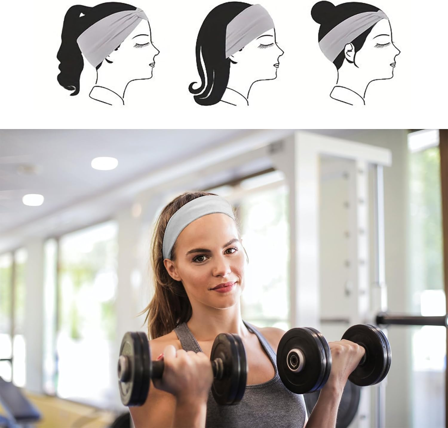 Amexo Pack of 5 Headbands, Hair Bands, Women'S Elastic Hair Band, Soft Headband, Boho Headbands, Sport, Yoga, Hair Accessories for Sports, Running, Exercise, Gym image number 1