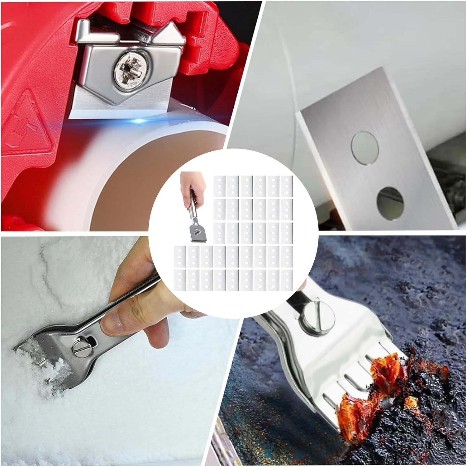 Pack of 36 Ceramic Hob Scraper Blades, Hob Scraper, Ceramic Hob Scraper, Double Sided Stainless Steel Scraper, Cooker Glass Scraper, Glass Kitchen Stove Scraper, Polish Cleaner Tool, Cleaning image number 2