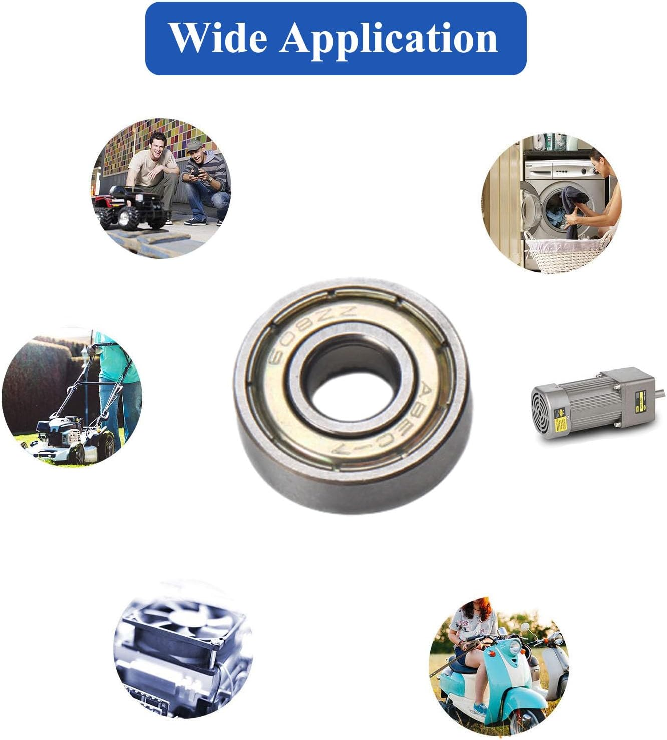 608Zz Deep Groove Ball Bearings - 12Pcs (8Mm X 22Mm X 7Mm) for Skateboard,3D Printer, DIY Mechanical Transmission Parts image number 1