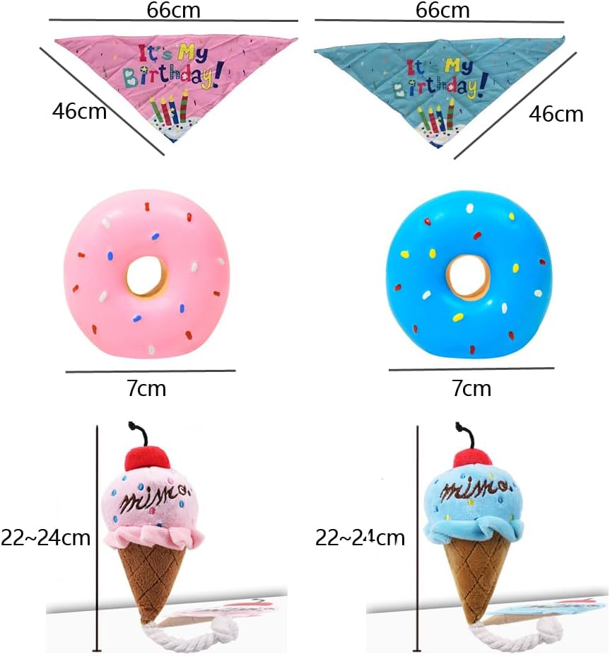 Dog Birthday Party Supplies Set, Blue Puppy Celebration Kit with Happy Birthday Banner Balloons Bandana Hat, DIY Paw Print Kit, Squeaky Toys Glitter Age Numbers Puppy'S First Birthday image number 1