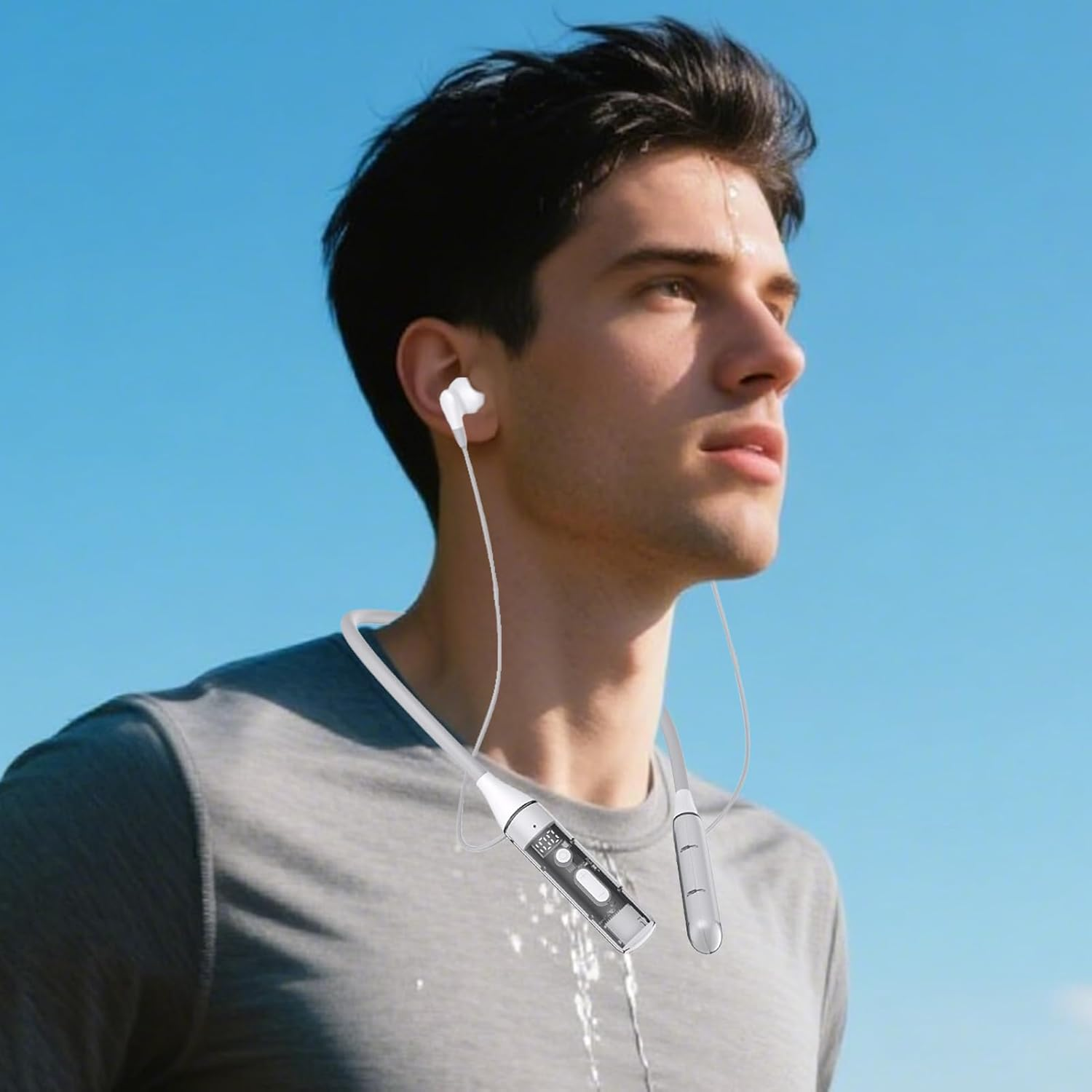 Lisutupode Neckband Earbuds | Wireless In-Ear Headphones - Ergonomic Transparent Headset with Double Microphone Magnetic Earphone for Women Men Outdoor Gym Work Home image number 6