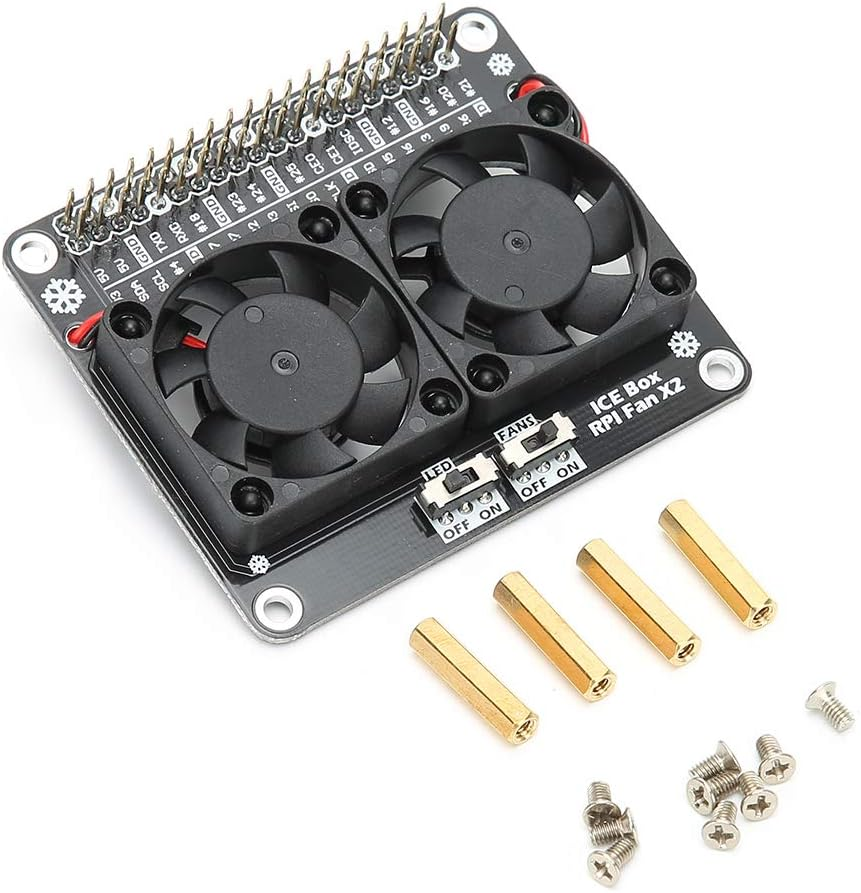 Bewinner Double Computer Case Cooling Fan, 40Pin Expansion Board Heat Sink Active Cooling Dual Fans with LED Light for 4B/3B+/3B Cooling Fan Water Cooling Systems image number 6