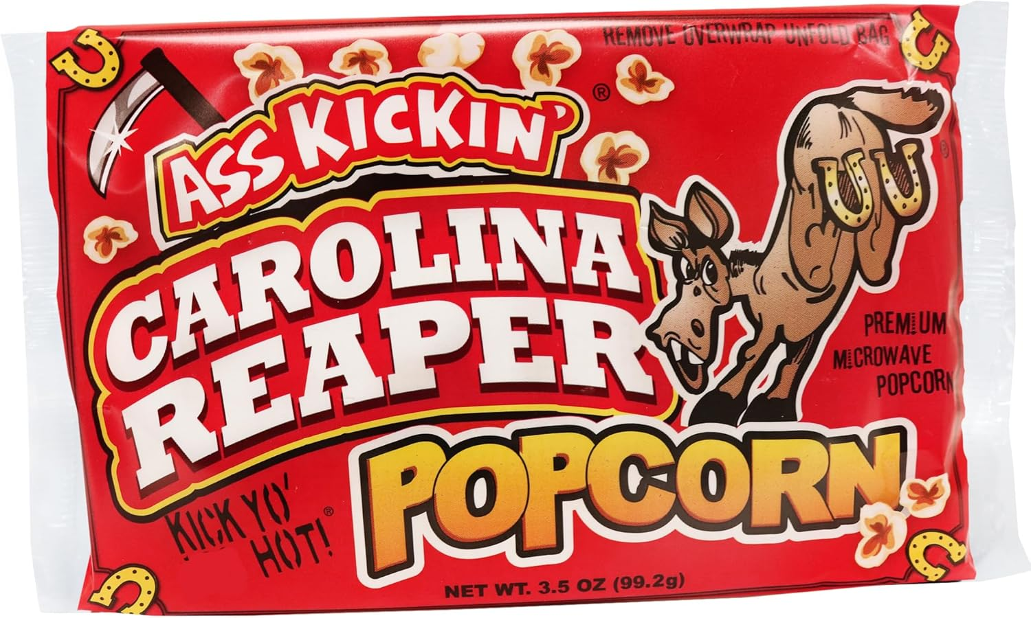 KICKIN&rsquo; Carolina Reaper Pepper Microwave Popcorn - Spicy Snacks - Pack of 3 - Ultimate Spicy Gourmet Gift Popcorn - Makes a Great Movie Theater Popcorn or Snack Food - Try If You Dare! image number 4