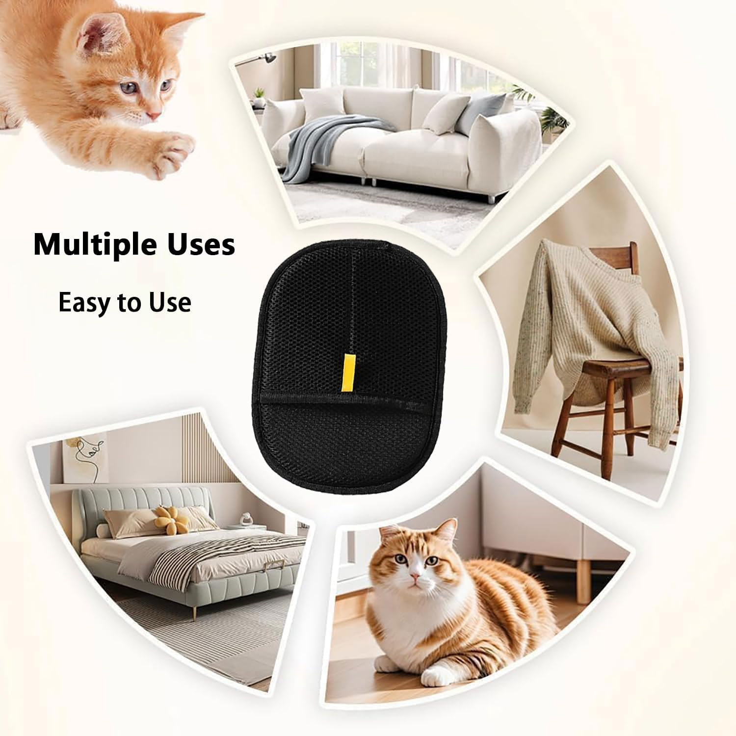 2 Pcs Static Pet Hair Remover Gloves,Pet Hair Removal Glove for Cats & Dogs,Upgraded Animal Fur Removal Tool for Couch, Furniture, Carpet, Curtain, Clothing