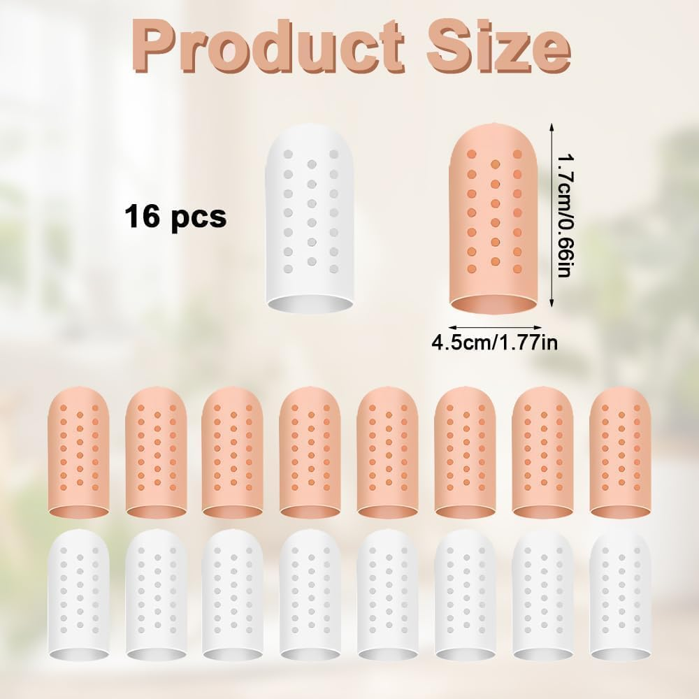Gel Finger Protectors, 16Pcs Silicone Gel Covers with Air Holes, Breathable Arthritis Protection, Gardening Work, Sports Protection image number 6