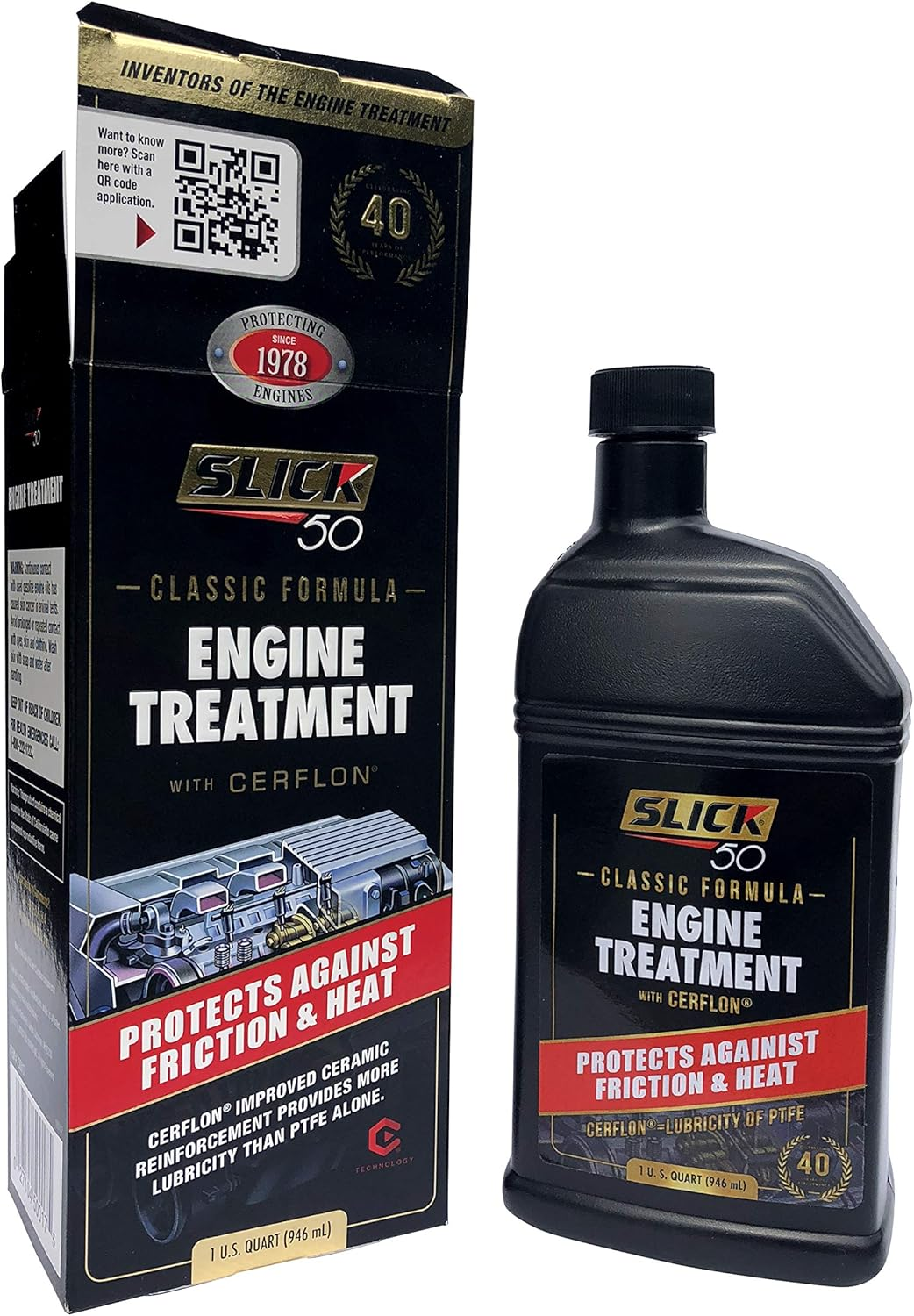 Slick 50 Original Classic Engine Treatment with Cerflon, Ceramic Protection against Friction and Heat, 32 Fl. Oz, 1 Pack image number 1