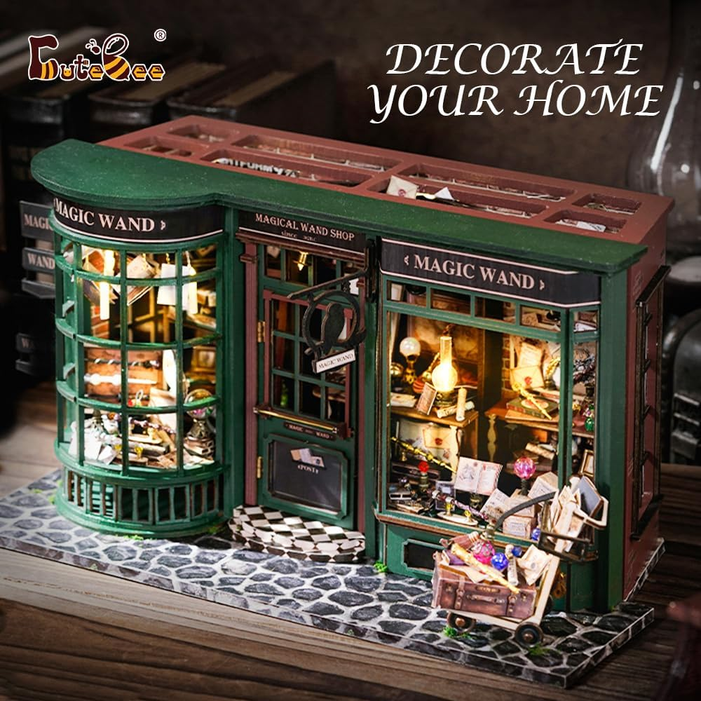 CUTEBEE DIY Miniature Dollhouse Kit, 3D Wooden Puzzle Miniature House Kit Mini House Kit with Dust Cover Tiny House Kit to Build (Magic Tiny House) image number 4