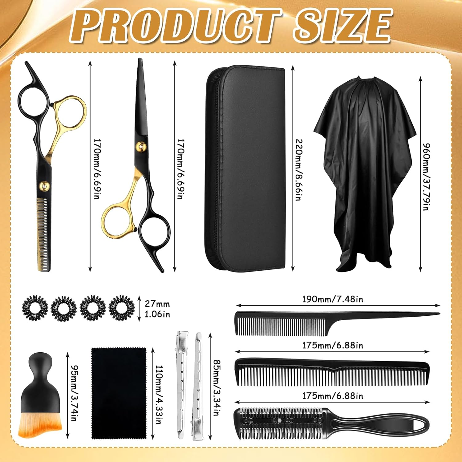 Hairdressing Scissors Set Hair Cutting Scissors Professional Hairdressing Scissors 6.7 Inch Thinning Scissors Hairdressing Hair Cutting Set for Women Men Pets Family Hairdressing Salon 15 Pieces image number 4