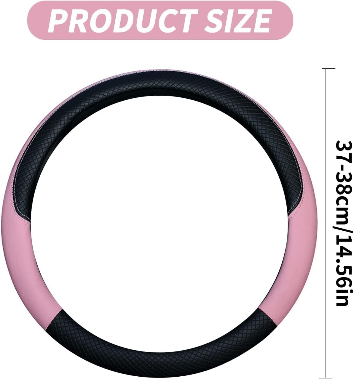 YSHIGUING Car Steering Wheel Covers 37-38Cm PU Leather Breathable Anti-Slip Protector Interior Accessories for Car (Pink) image number 3