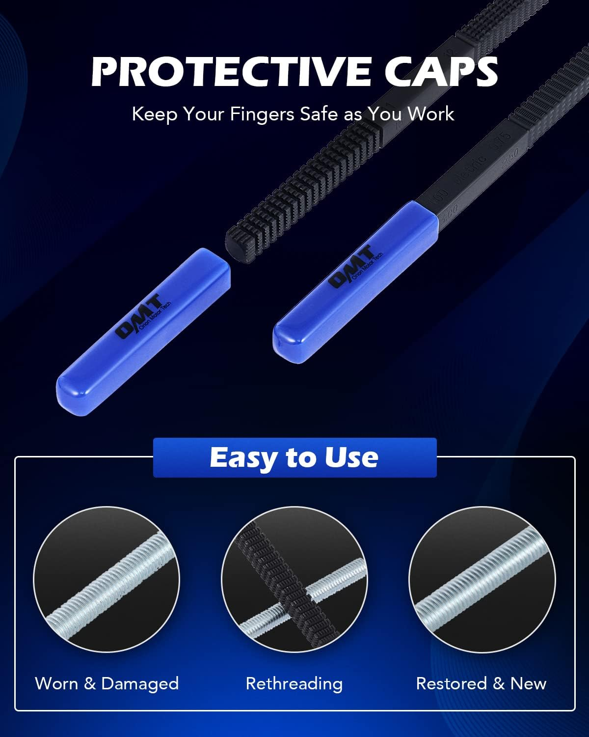 Orion Motor Tech 48 Piece Thread Chaser Set, Metric and SAE Thread Repair Kit with 22 Taps 24 Dies 2 Thread Files, Universal Rethreading Kit Thread Restorer Tool Set in UNC UNF Metric Sizes with Case image number 3