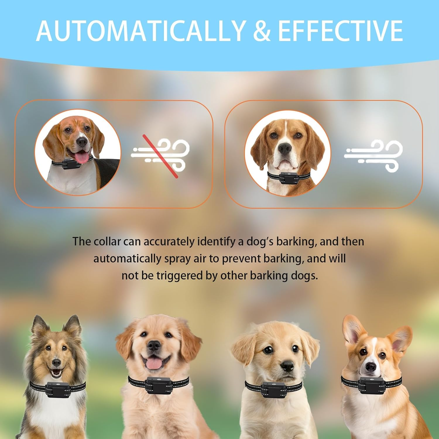 Anti Bark Collar,Citronella Dog Collar with 2 Straps,No Shock Humane Water Spray Dog Collar,Rechargeable Dog Training Collar with 2 Adjustable Spray & Sensitivity Level for Small Medium Large Dogs image number 6