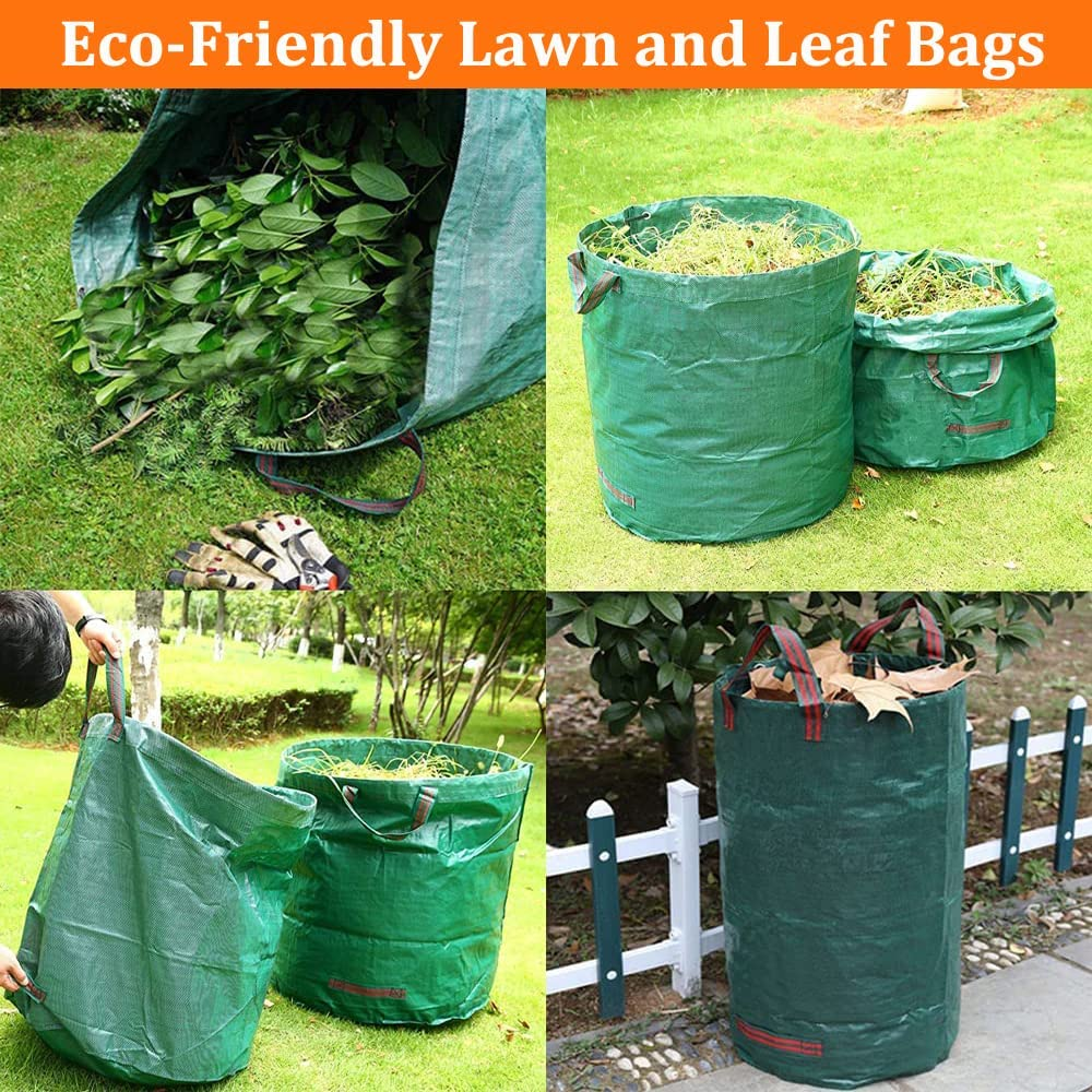 4 Pack 72 Gallons Reusable Yard Waste Bags, Large Lawn Leaf Bags Heavy Duty with 4 Handles Garden Waste Bags Container for Clean up Outdoor Debris Leaves Grass Clippings image number 2