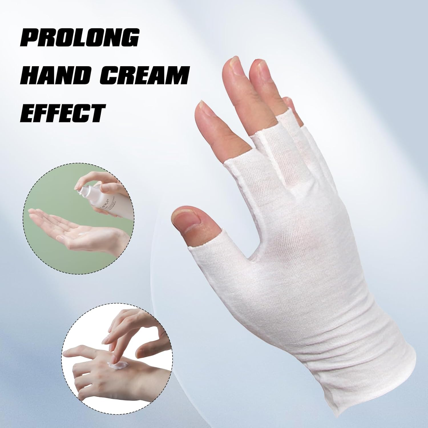 4 Pairs White Fingerless Gloves, Cotton Moisturizing Gloves for Women, Cut 5 Fingertips, Soft and Comfortable, for Dry Hands Sleeping Hand Spa Treatment image number 4
