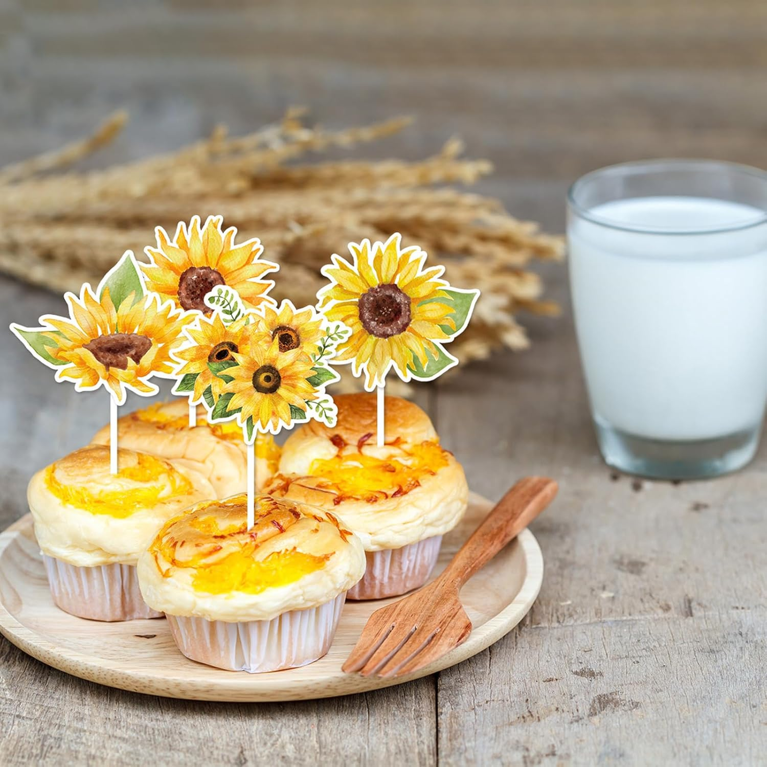 Sunflower Cupcake Toppers Sunflower Cake Picks for Flower Themed Party Birthday Party Decorations Supplies,36 Pieces image number 5