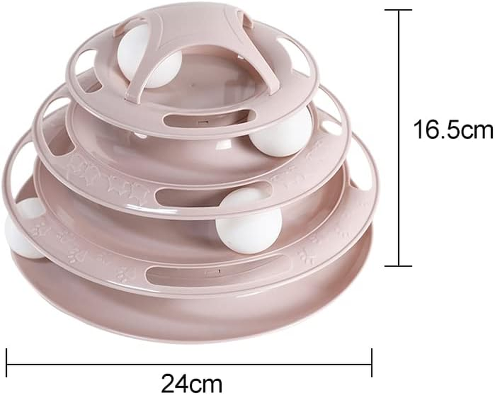 Funny Cat Toy Plastic Tower Interactive Track Ball Playing Game 3Levels Pet Toys Pink image number 4