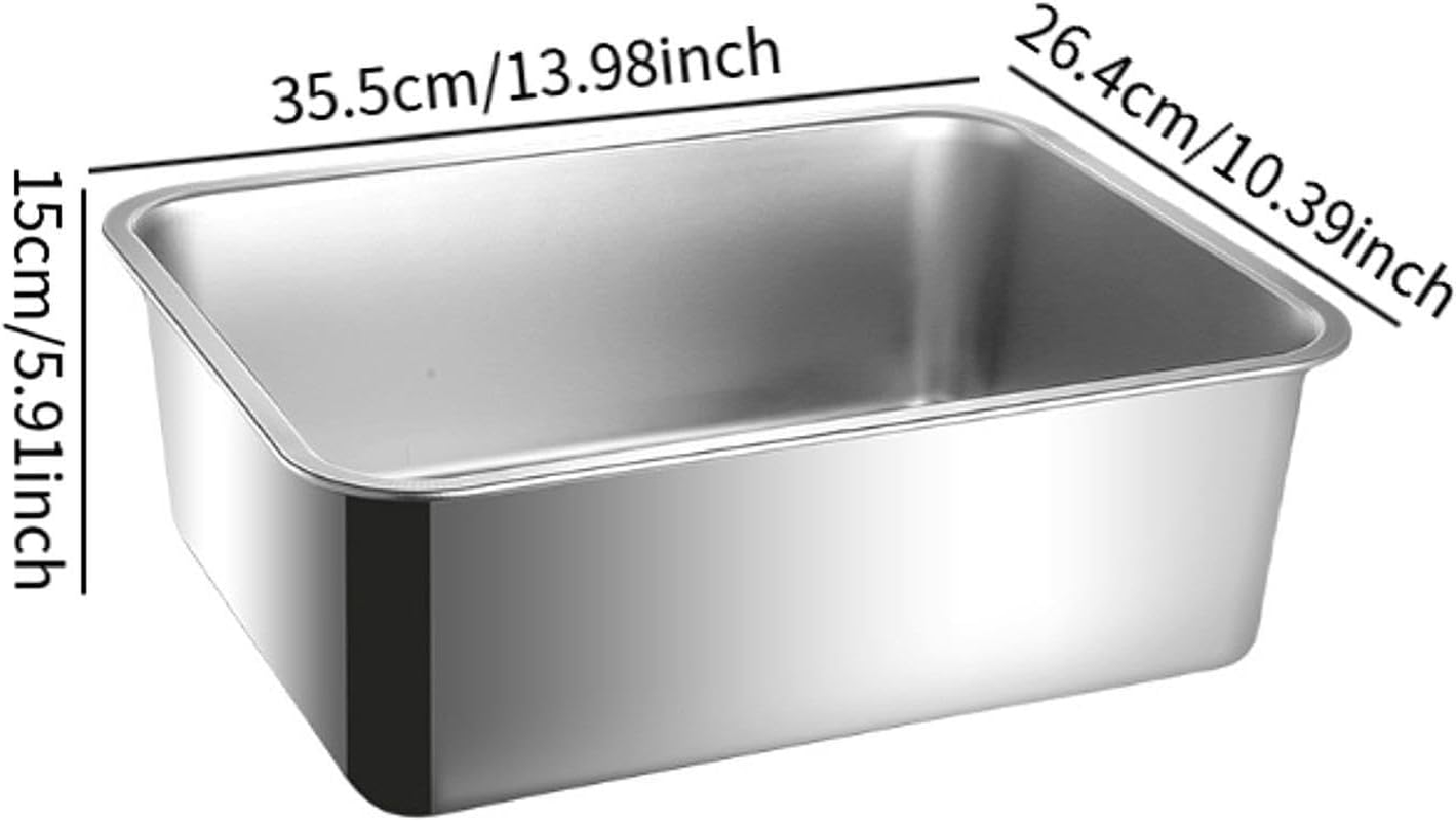 MYCENSE Stainless Steel Cat Litter Tray for Kittens with High Sides and Easy Cleaning, Height 15Cm image number 3