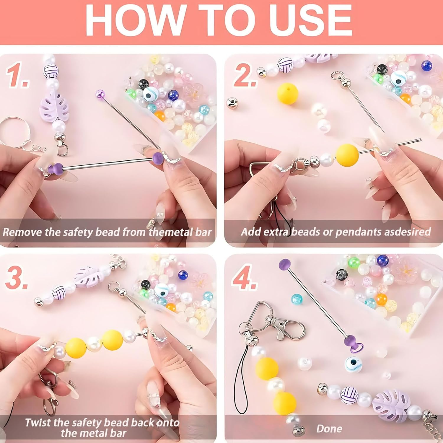 30Pcs Beadable Keychain Bars Beadable Blanks DIY Bead Bar Keychain Kit DIY Keychain Accessories Metal Bead Keychain Bar Link Detachable Key Chain for DIY Craft Making Gift Accessories image number 6