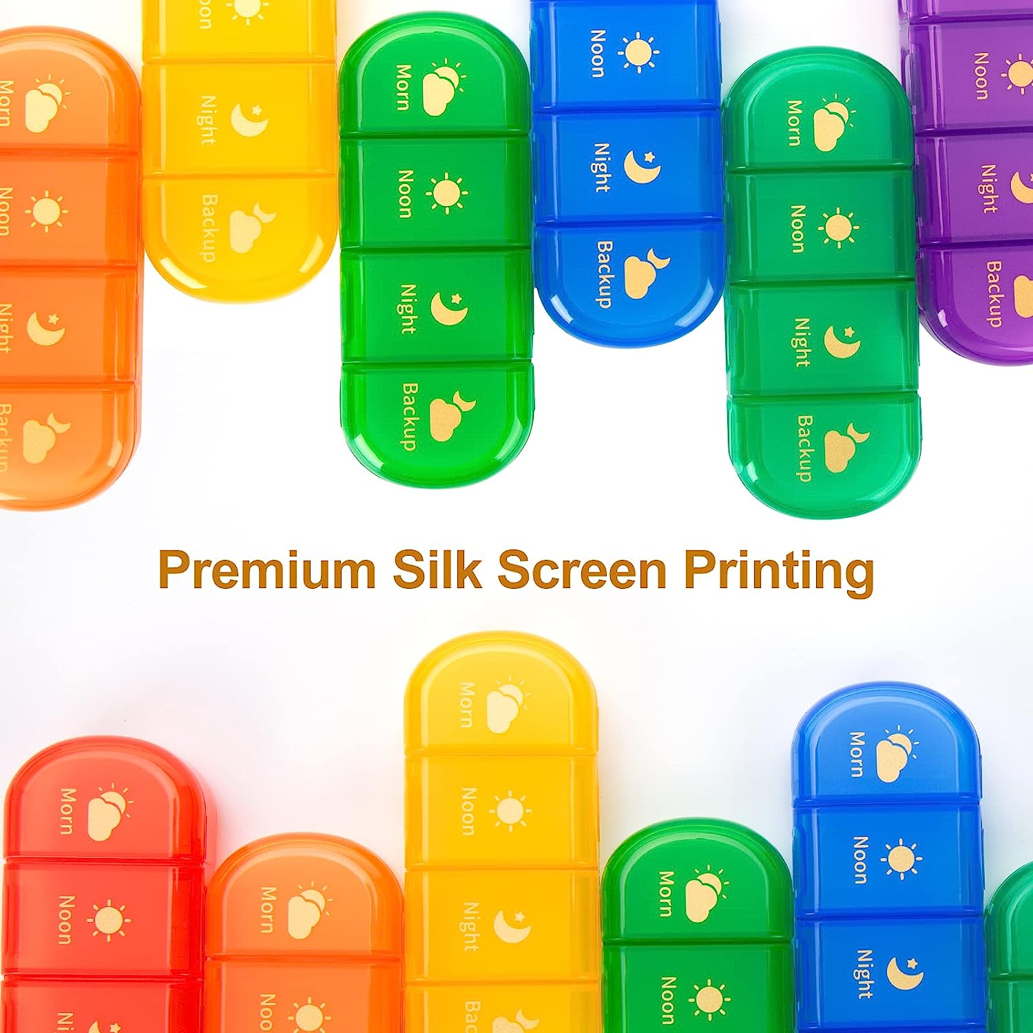 Pill Organizer 4 Times a Day,Pill Box,Medicine Organizer with Removable Days,Portable 7 Day Pill Case for Travel Pill Containers for Vitamins Fish Oils Supplements（Seven Colors+Black Shell） image number 5