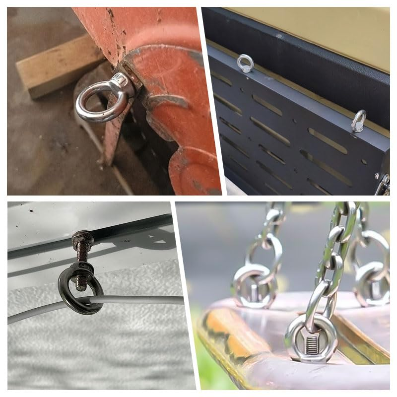 Stainless Steel M10 Lifting Eye Nuts 5 Pack - Female Threaded Lifting Hardware for Marine/Roofing/Safety Loads image number 4