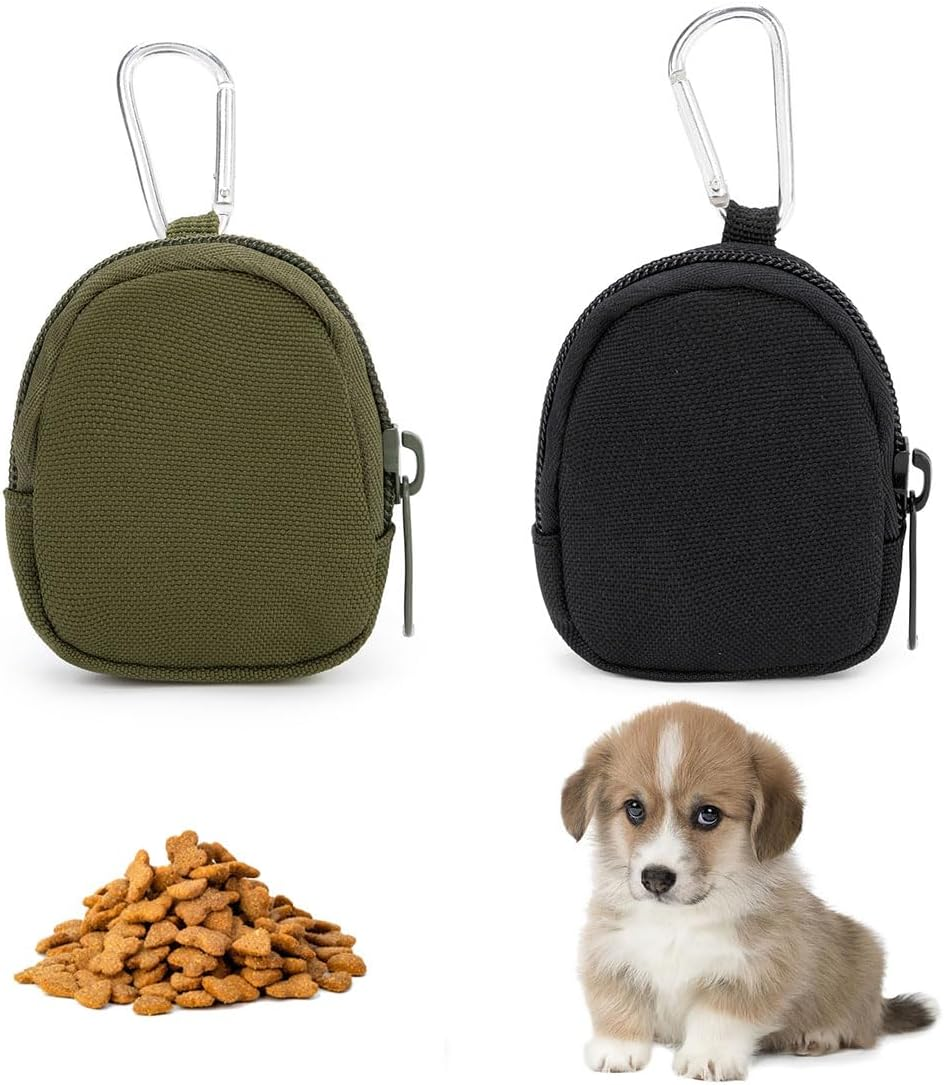 Mkemka Pack of 2 Coin Purse with Zip Purses Nylon Canvas Ring Bag Dog Treat Bag with Carabiner Key Bag image number 5