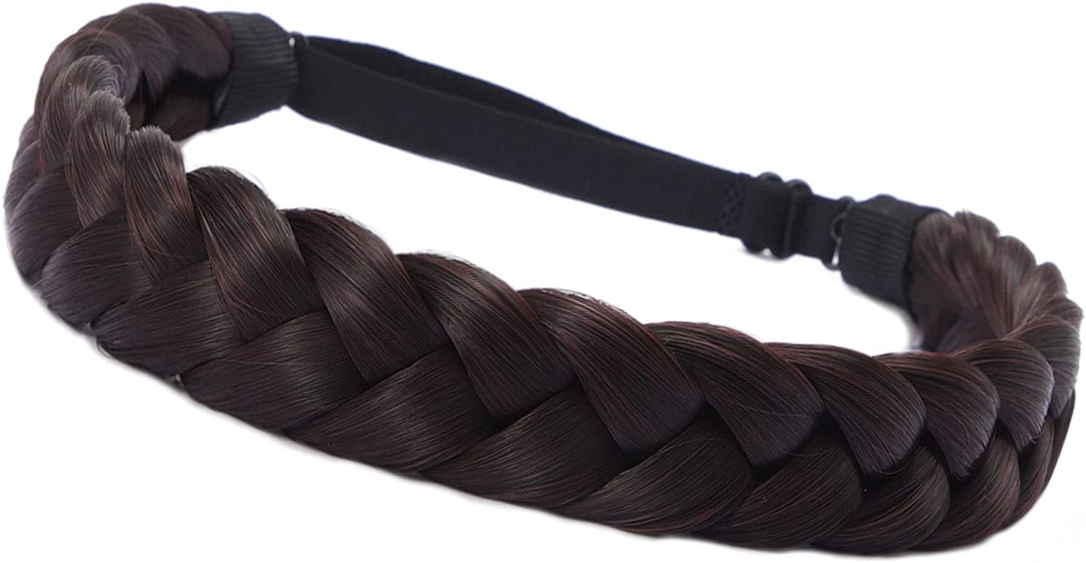 TOECWEGR Braid Headband 3 Strands Synthetic Braided Hair Headbands Stretch Plaited Hair Headbands Hairpiece Fashion Girl Costume Hair Accessories image number 4
