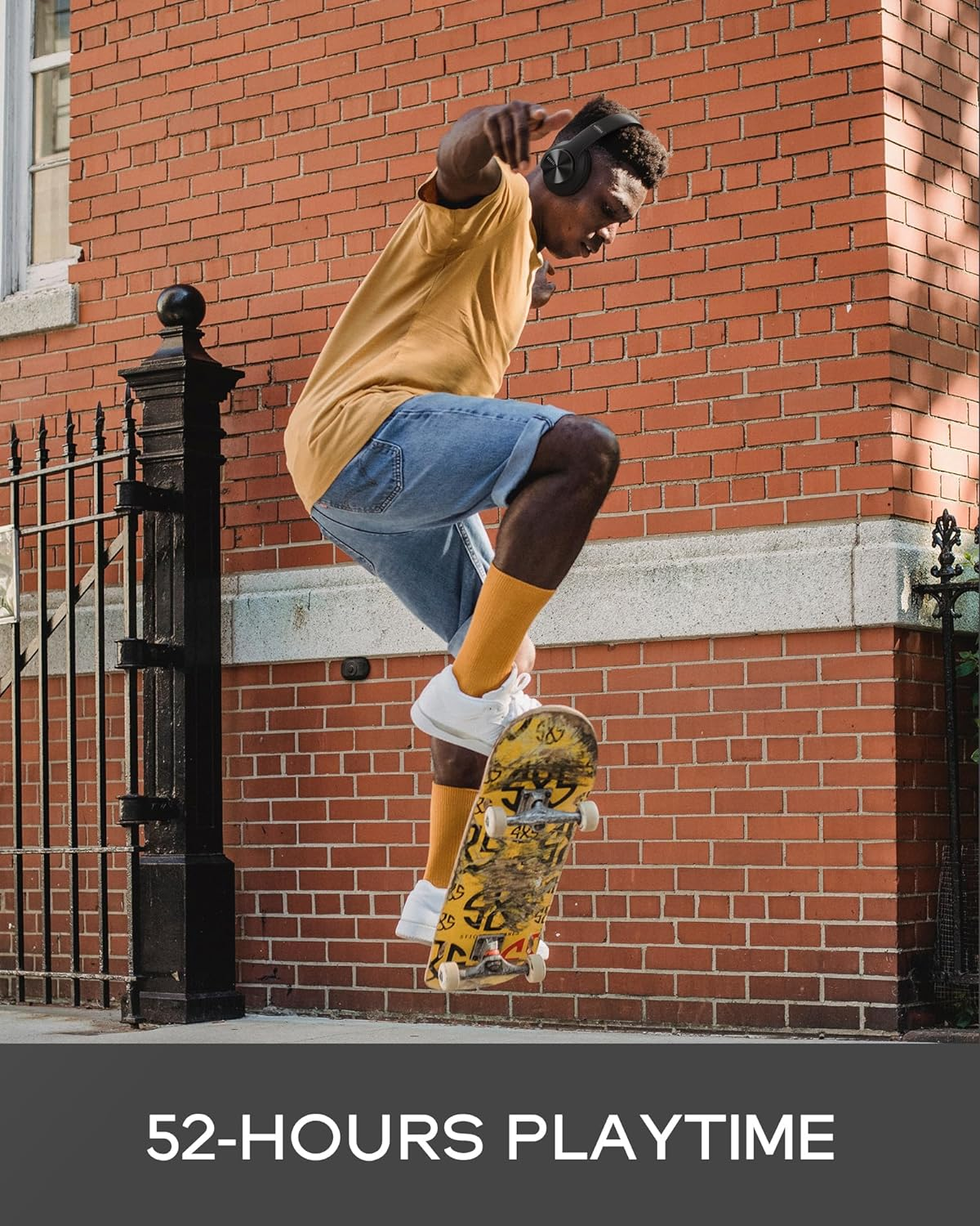 DOQAUS Bluetooth Headphones over Ear, [52 Hrs Playtime] Wireless Headphones, 3 EQ Modes, Foldable Hi-Fi Stereo Bass Headphones, Soft Memory Protein Earmuffs, Built-In Mic ＆ Wired Mode for Phone/Pc/Tv&hellip; image number 1