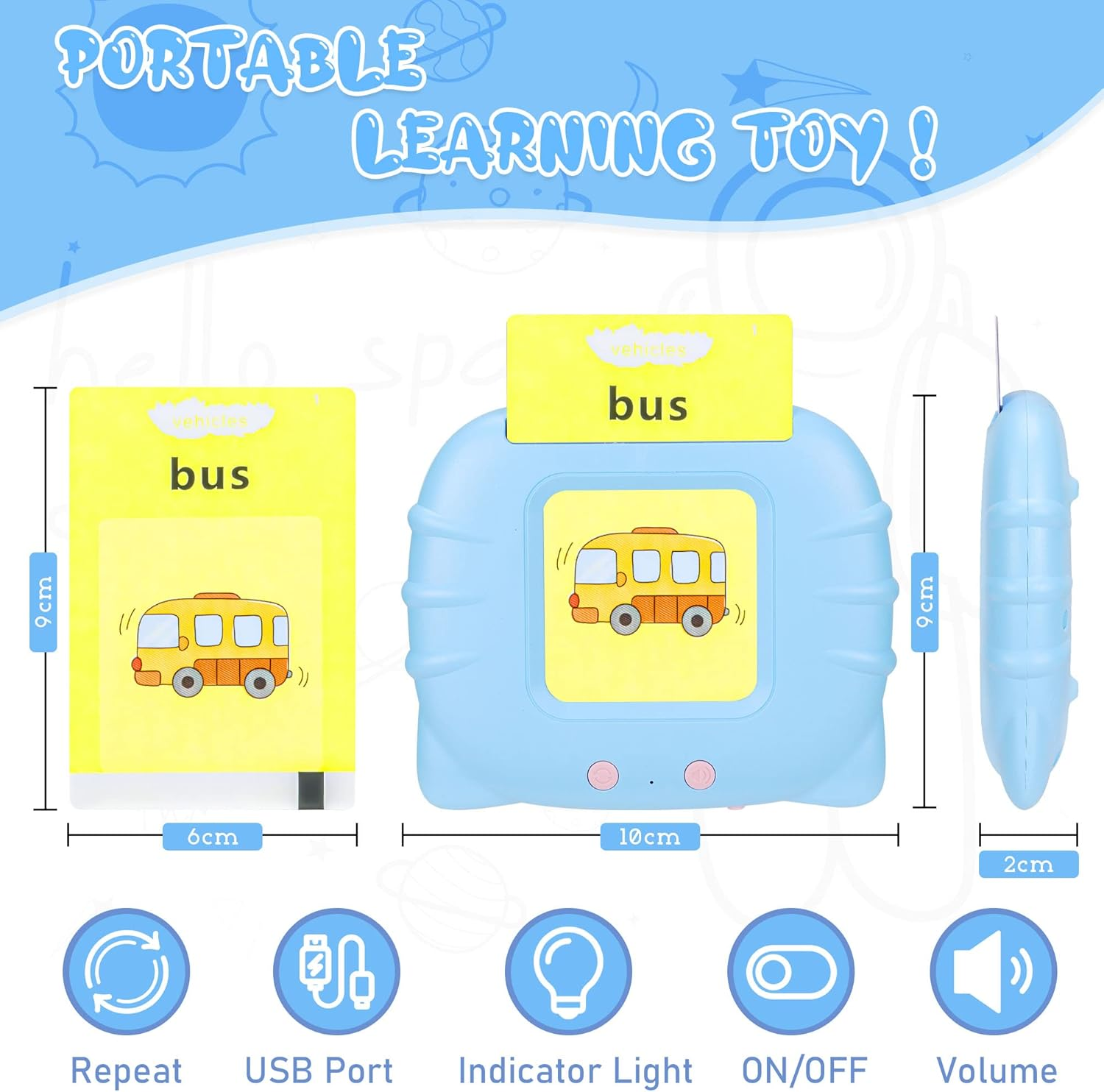 Learning Toys for Toddlers 1-3 Years Old, 112 Talking Flash Cards 224 Words, Educational Montessori Toys for 2 3 4 5 6 Year Old Boys Girls, Preschool Learning Activities Gifts for Kids (Blue) image number 6