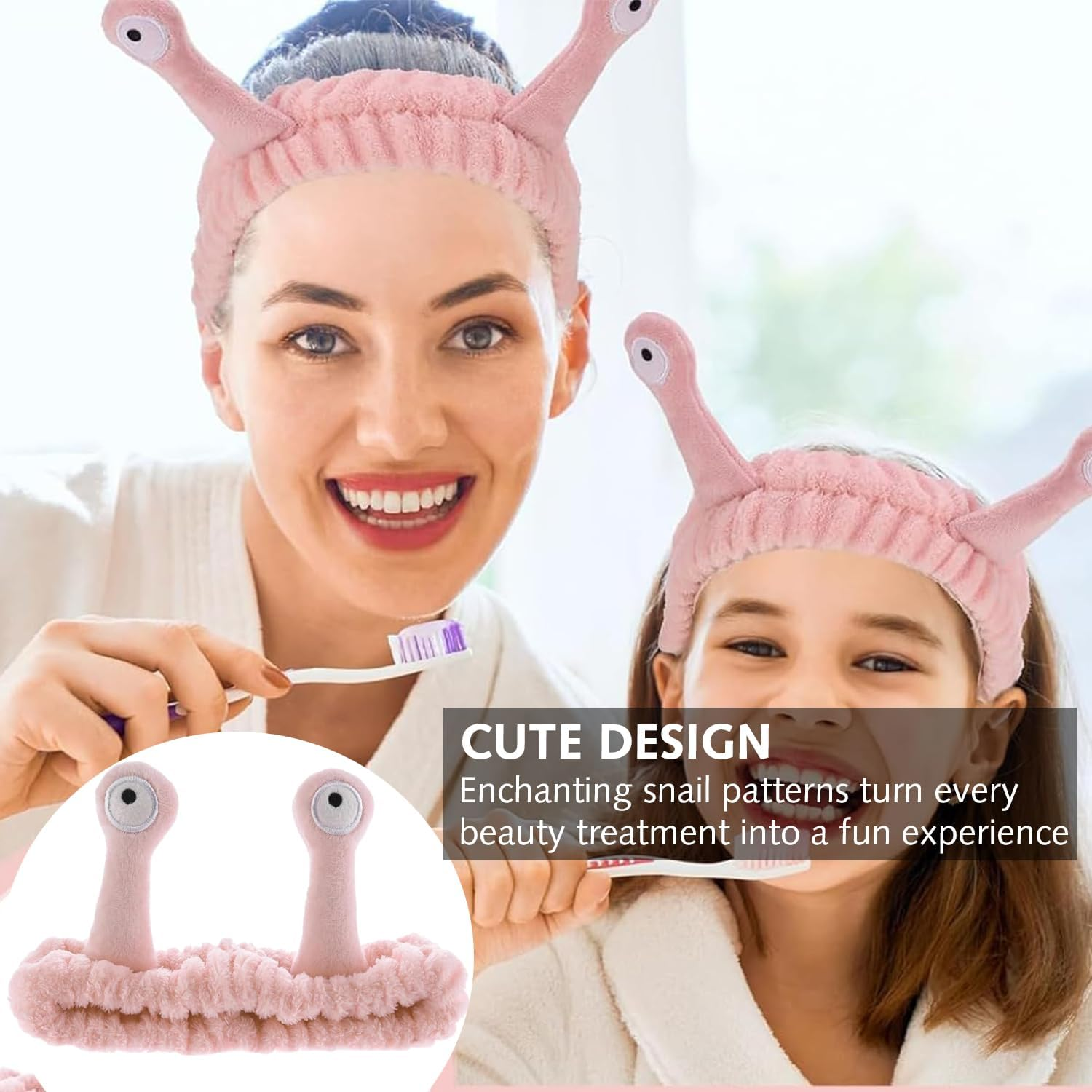 Face Wash Headband Face Makeup Women Cartoon Cute Coral Fleece Elastic for Women and Girls (Pink) image number 2