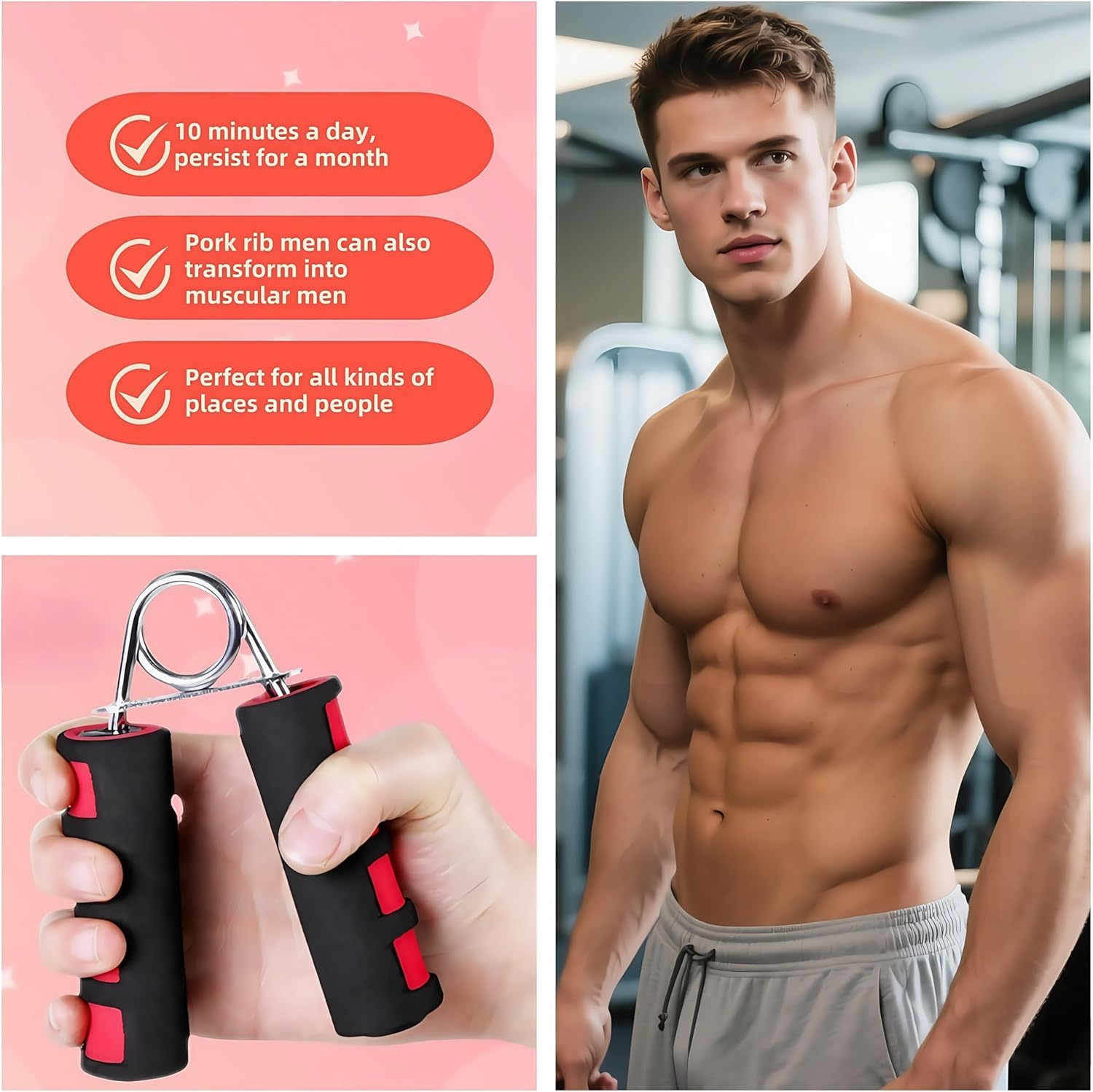 Ryandesign - Grip Strengthener Set - 2 Pack Soft Foam Hand Exerciser for Arthritis Relief, Carpal Tunnel and Strength Training, Portable Grip for Men, Women image number 1