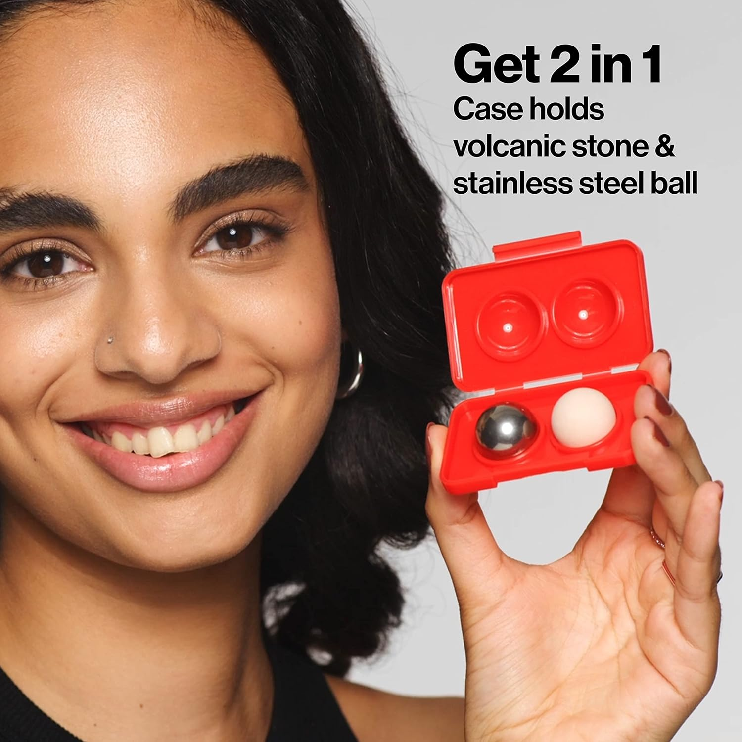 Revlon Oil Absorbing & Cooling Facial Roller Refill Pack with Volcanic & Stainless Steel Stones in Storage Case, Eco-Friendly, Easy to Clean, 1 Count image number 3