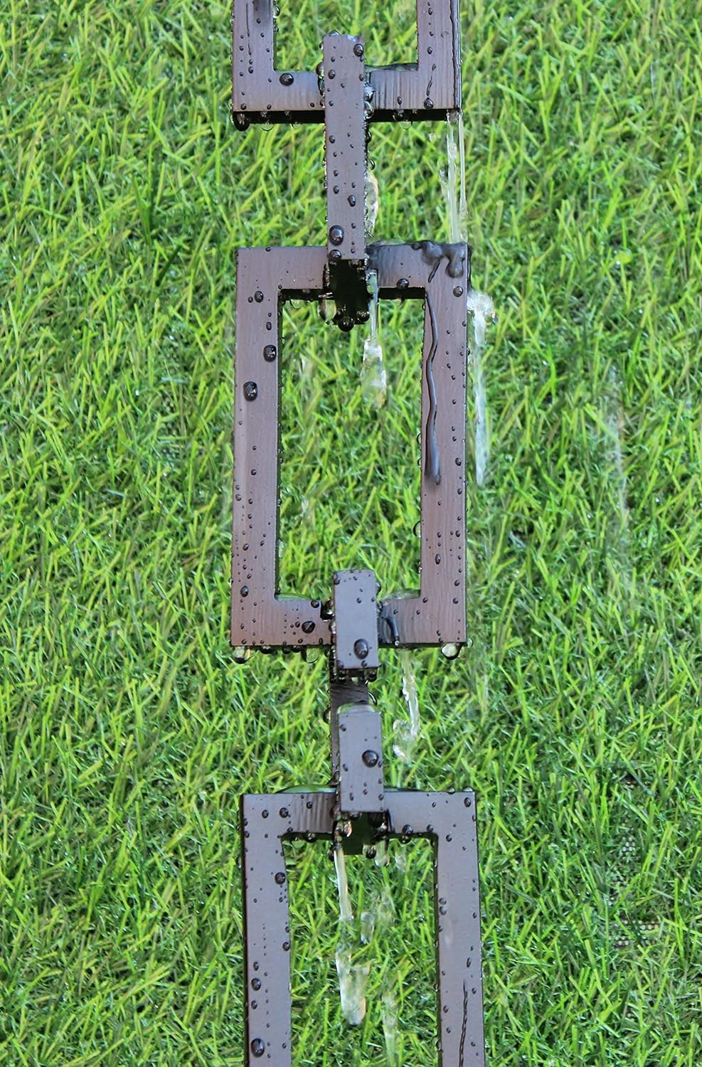 KAM Home Aluminium Artware Rectangle with Square Rain Chain with Installation Kit (Black, 12)