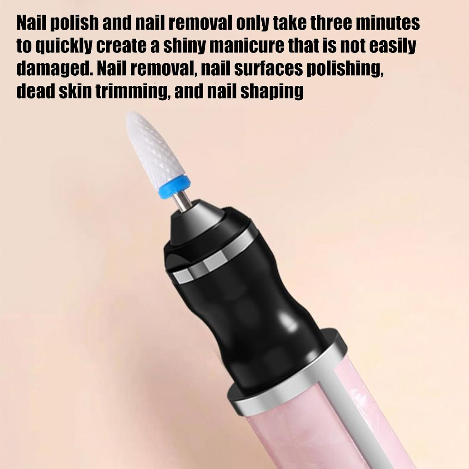 Electric Nail Drill Kit | 3 Speeds Fingernail Grinding Tool | Portable Fingernail Drill Foot Callus Remover for Thick Toenail Women Men Beginners Salon Home Travel - Pink image number 5