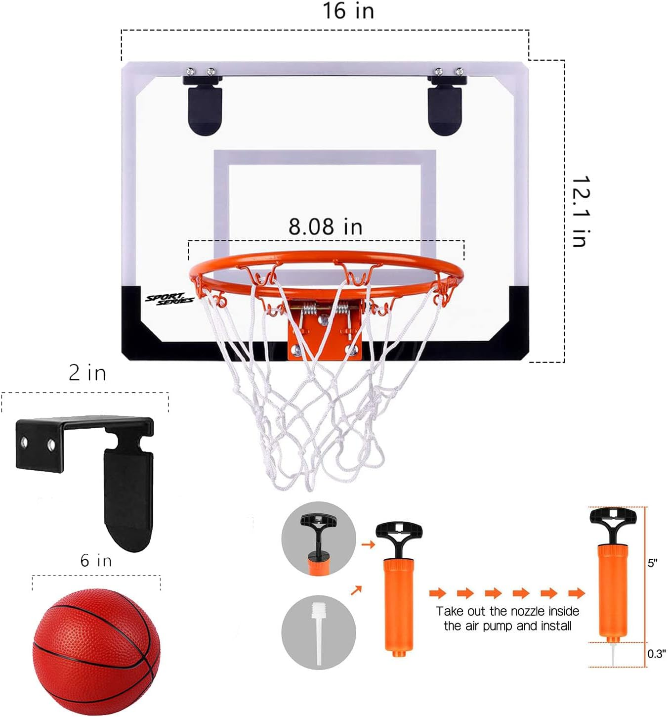 Basketball Hoop Indoor, Mini Basketball Hoop for Kid,Over the Door Basketball Hoop Toy Sports Game for Teens Boy Girl Adults Ages 3+ image number 4