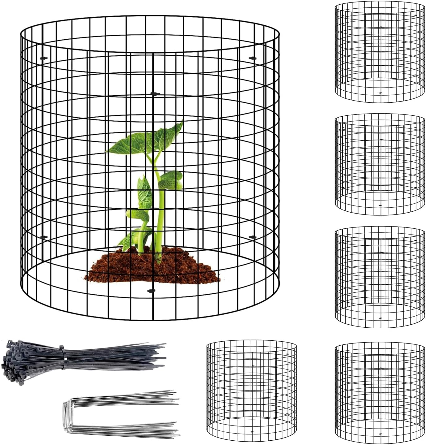 Xinghonyac 15 Pcs Plants Protector from Animals, Metal Wire Botany Protective Cover with Ground Pegs and Nylon Ties, Garden Plant Protection Net to Keep Animals Out for Indoor Outdoor Garden image number 1